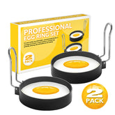 2-Pack Egg Ring Iron Spray Non-Stick Round Omelette Model Omelette Mold with Brush