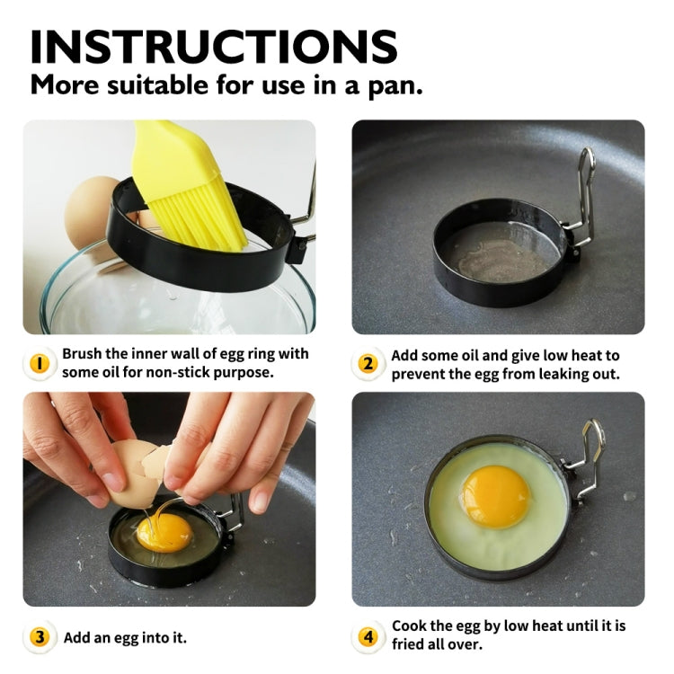 2-Pack Egg Ring Iron Spray Non-Stick Round Omelette Model Omelette Mold with Brush 2-Pack Egg Ring Iron Spray Non-Stick Round Omelette Model Omelette Mold with Brush