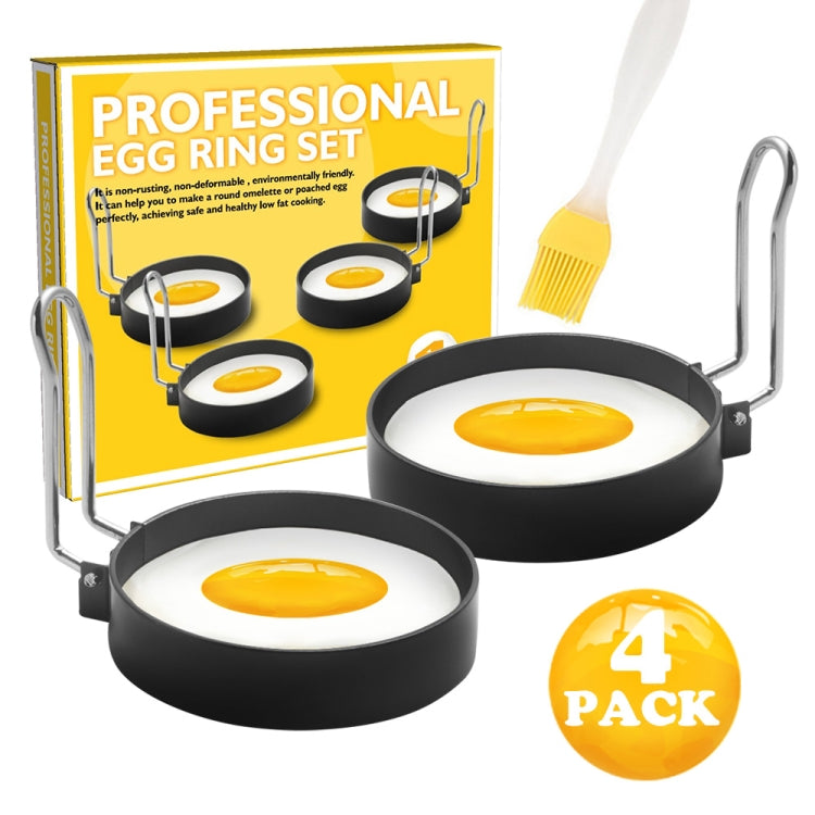 2-Pack Egg Ring Iron Spray Non-Stick Round Omelette Model Omelette Mold with Brush 2-Pack Egg Ring Iron Spray Non-Stick Round Omelette Model Omelette Mold with Brush