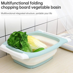 Multifunctional Cutting Board Kitchen Foldable Vegetable Washing Basin, Pink, Blue