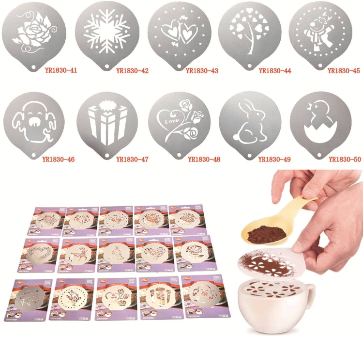 6 PCS Stainless Steel Garland Mold Fancy Coffee Printing Model Coffee Milk Foam Spray Pattern Template Random Style Delivery, 6 PCS 6 PCS Stainless Steel Garland Mold Fancy Coffee Printing Model Coffee Milk Foam Spray Pattern Template Random Style Delivery, 6 PCS