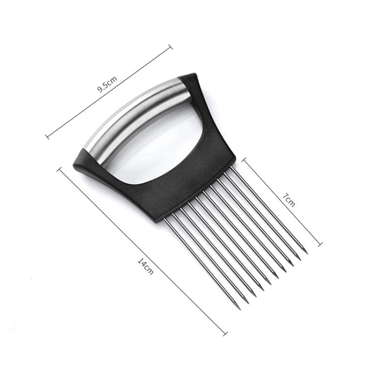 Stainless Steel Onion Fork Holder Pin Kitchen Vegetable Slicing Aid, Black Silver Stainless Steel Onion Fork Holder Pin Kitchen Vegetable Slicing Aid, Black Silver