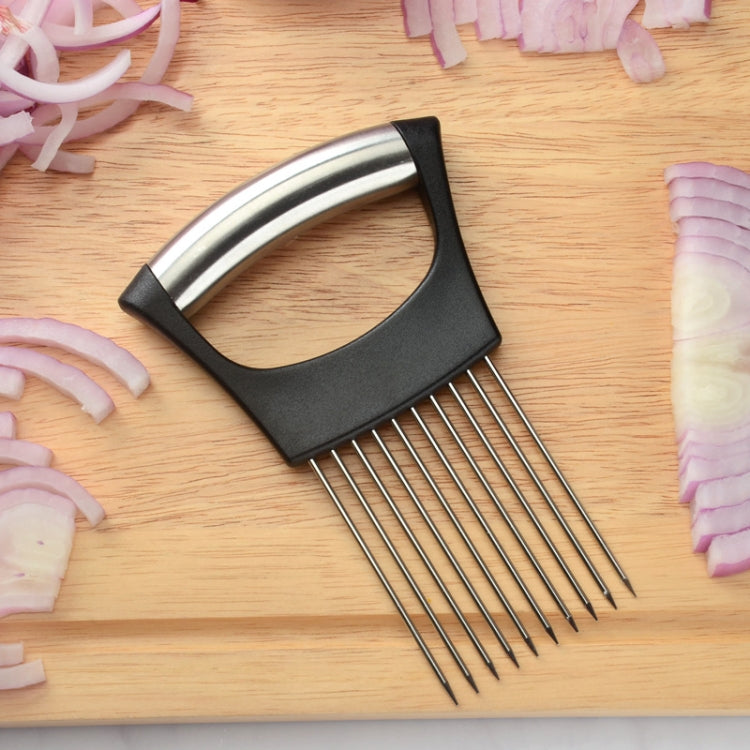 Stainless Steel Onion Fork Holder Pin Kitchen Vegetable Slicing Aid, Black Silver Stainless Steel Onion Fork Holder Pin Kitchen Vegetable Slicing Aid, Black Silver