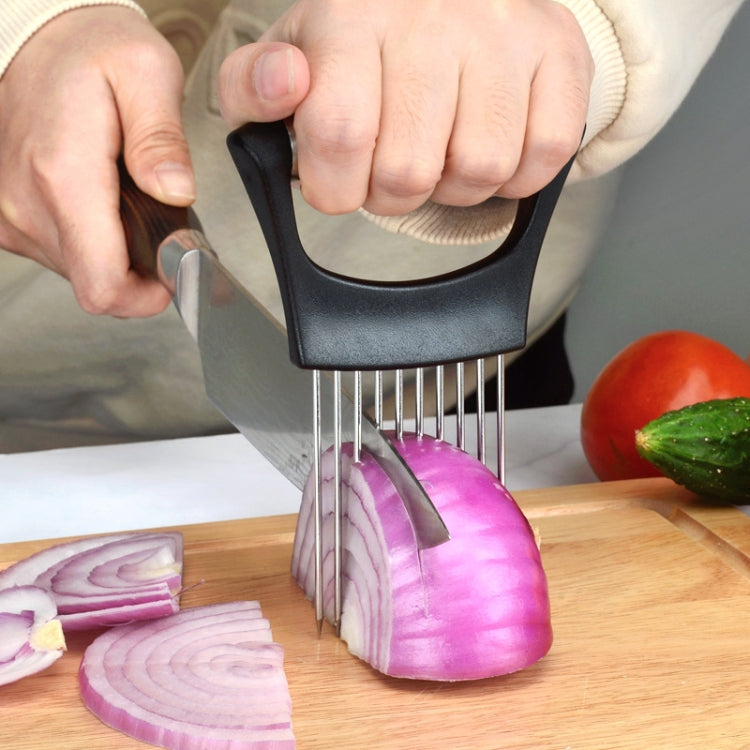 Stainless Steel Onion Fork Holder Pin Kitchen Vegetable Slicing Aid, Black Silver Stainless Steel Onion Fork Holder Pin Kitchen Vegetable Slicing Aid, Black Silver