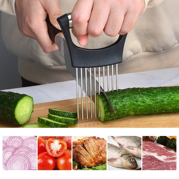 Stainless Steel Onion Fork Holder Pin Kitchen Vegetable Slicing Aid, Black Silver Stainless Steel Onion Fork Holder Pin Kitchen Vegetable Slicing Aid, Black Silver