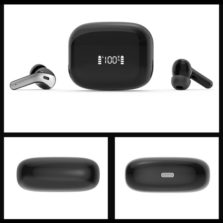 Auriculares inalámbricos con Bluetooth y pantalla táctil digital, color negro y blanco Auriculares inalámbricos con Bluetooth y pantalla táctil digital, color negro y blanco