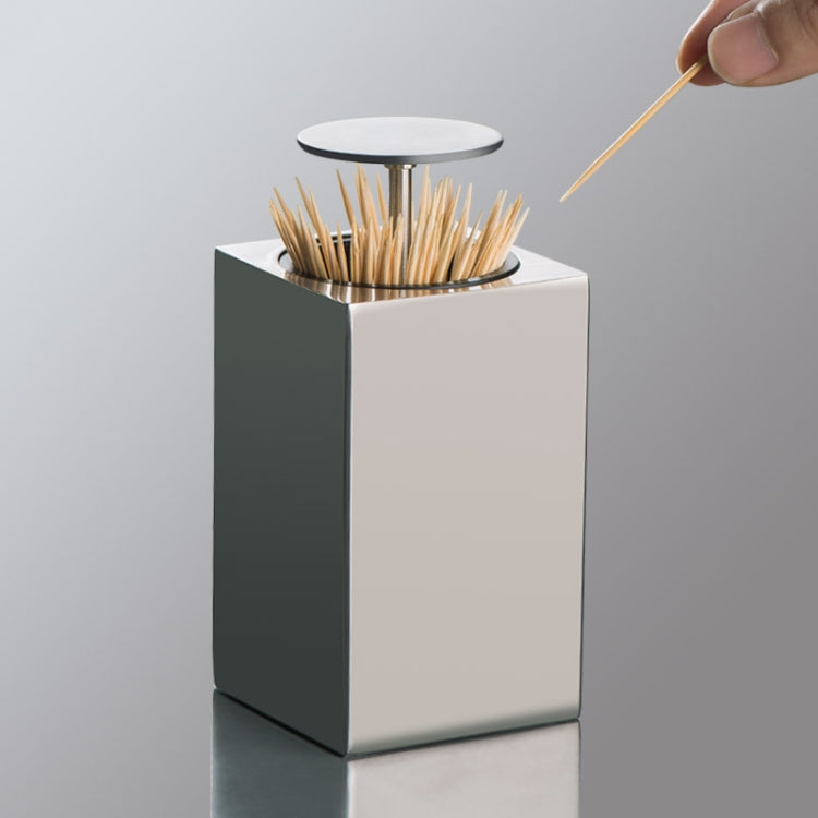 Push-Type Stainless Steel Toothpick Holder Portable Automatic Pop-Up Toothpick Storage Box, Square Push-Type  Stainless Steel Push-Type Stainless Steel Toothpick Holder Portable Automatic Pop-Up Toothpick Storage Box, Square Push-Type  Stainless Steel