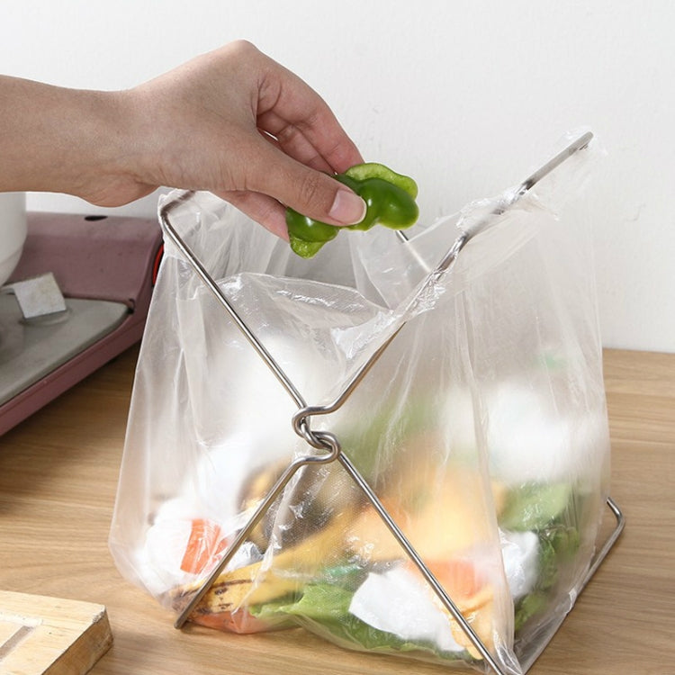 Stainless Steel Kitchen Foldable Storage Rack Plastic Bag Towel Trash Can Holder Stainless Steel Kitchen Foldable Storage Rack Plastic Bag Towel Trash Can Holder