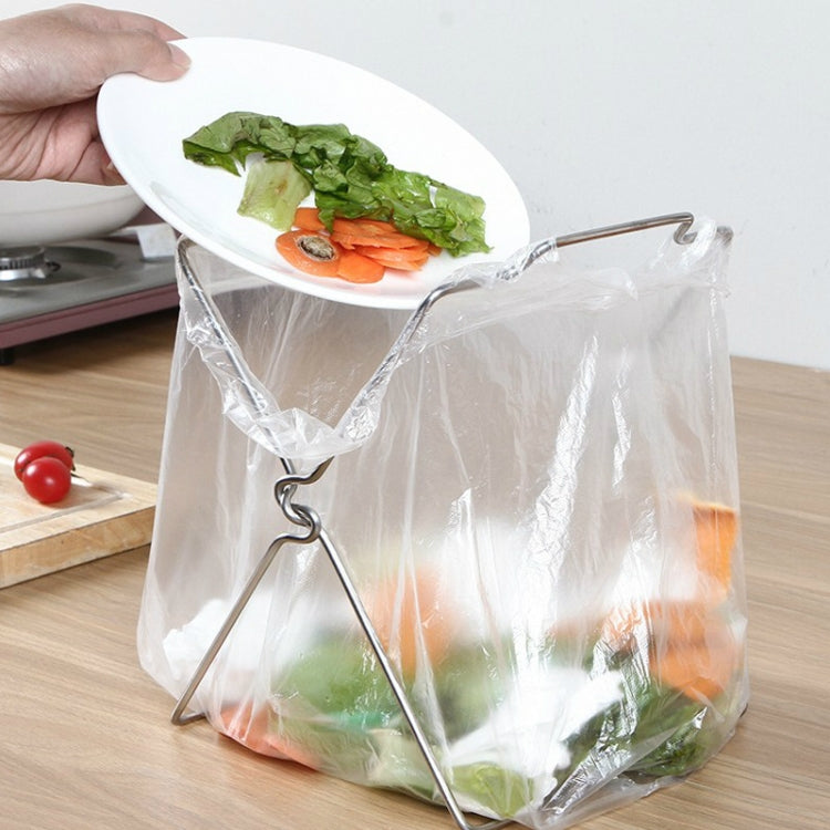 Stainless Steel Kitchen Foldable Storage Rack Plastic Bag Towel Trash Can Holder Stainless Steel Kitchen Foldable Storage Rack Plastic Bag Towel Trash Can Holder