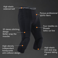 High Elastic Lycra Honeycomb Crash Pants Men Basketball Fitness Seven-tenths Sweatpants, S, M, L, XL, XXL, XXXL