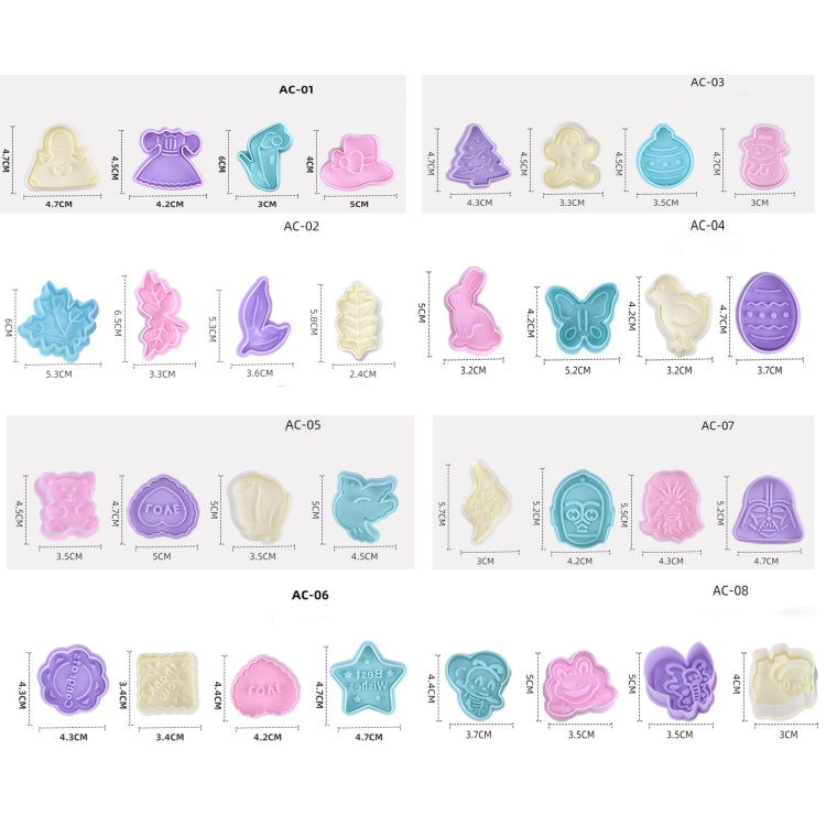 4 in 1 Three-Dimensional Fondant Biscuit Embossing Mold Push-Type Cake Mold Random Style Delivery, Push-Type Cake Mold 4 in 1 Three-Dimensional Fondant Biscuit Embossing Mold Push-Type Cake Mold Random Style Delivery, Push-Type Cake Mold