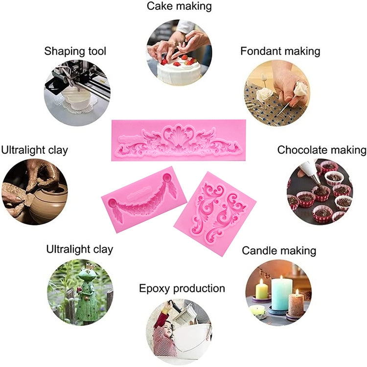 2 PCS Fondant Cake Silicone Mold Hollow Embossed Border Frame Retro Photo Frame Mould 2 PCS Fondant Cake Silicone Mold Hollow Embossed Border Frame Retro Photo Frame Mould