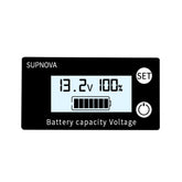 SUPNOVA DC 8-100V Battery Capacity Indicator Voltmeter Voltage Gauge,Style:, White, White + Alarm + Temperature, Blue, Blue +Alarm + Temperature
