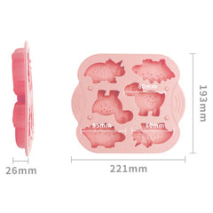 DIY 6 Grid Silicone Dinosaur Cake Mold Baby Food Supplement Mold Baking Tools, Pink, Light Green