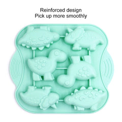 DIY 6 Grid Silicone Dinosaur Cake Mold Baby Food Supplement Mold Baking Tools, Pink, Light Green