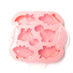 DIY 6 Grid Silicone Dinosaur Cake Mold Baby Food Supplement Mold Baking Tools, Pink, Light Green
