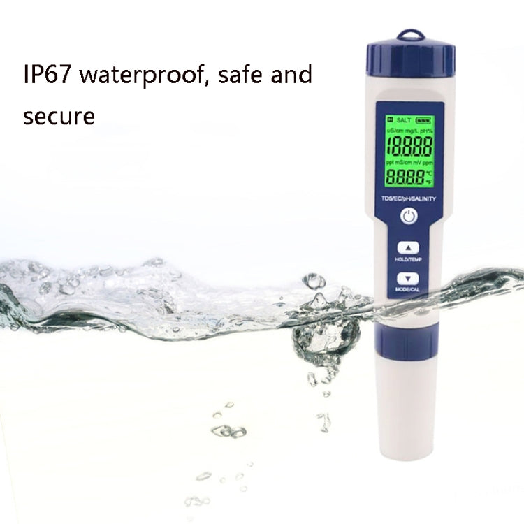 EZ-9909 PH/Salinity/Temperature/TDS/EC 5-in-1 Test Pen Multifunctional Water Quality Detector EZ-9909 PH/Salinity/Temperature/TDS/EC 5-in-1 Test Pen Multifunctional Water Quality Detector