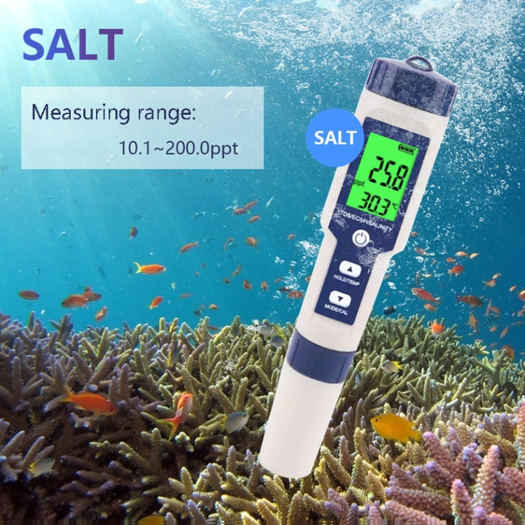 EZ-9909 PH/Salinity/Temperature/TDS/EC 5-in-1 Test Pen Multifunctional Water Quality Detector EZ-9909 PH/Salinity/Temperature/TDS/EC 5-in-1 Test Pen Multifunctional Water Quality Detector