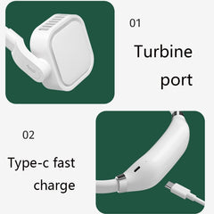 G2 Hanging Neck Leafless Fan Outdoor Student Sports Mini USB Silent Fan, 2000MAH Night Green, 4000MAH Girl Powder