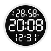 6620 12 Inch LED Simple Wall Clock Living Room Round Silent Digital Temperature And Humidity Electronic Clock