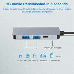 BYL-2011 4 In 1 USB-C / Type-C To 4K HDMI + USB 3.0 + USB 2.0 + PD USB-C / Type-C Charging Ports Multifunctional HUB Docking Station, 4 In 1