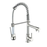 Copper And Nickel Brushed Double Outlet Spring Faucet Rotatable Kitchen Hot And Cold Water Faucet, Brushed Silver
