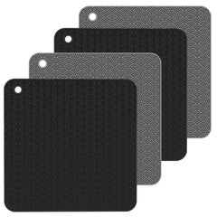 Geometry Kitchen Silicone Pot Holder Heat Insulation Pad Round(Black), Square(Gray), Round(Gray), Square(Black), Round(Black)