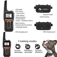 PaiPaitek PD529V-1 Training Dog Anti-Barking Device Vibration Collar 1000M Remote Control Distance Pet Training Supplies