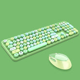 Mofii Sweet Wireless Keyboard And Mouse Set Girls Punk Keyboard Office Set, Green Mixed Version
