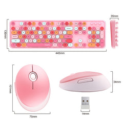 Mofii Sweet Wireless Keyboard And Mouse Set Girls Punk Keyboard Office Set, Green Mixed Version