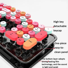 Mofii Sweet Wireless Keyboard And Mouse Set Girls Punk Keyboard Office Set, Colour: Purple Mixed Version