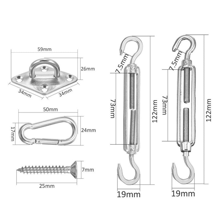 Shade Sail 304 Stainless Steel Accessories Outdoor Shade Flower Basket Screws Diamond Door Buckle, 18 PCS / M5 Set Shade Sail 304 Stainless Steel Accessories Outdoor Shade Flower Basket Screws Diamond Door Buckle, 18 PCS / M5 Set