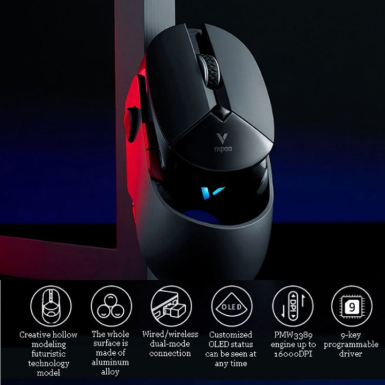 Rapoo VT960 1600 DPI 7 Keys Dual Mode Macro Programmable Symphony RGB Backlit Wireless Gaming Mouse Rapoo VT960 1600 DPI 7 Keys Dual Mode Macro Programmable Symphony RGB Backlit Wireless Gaming Mouse