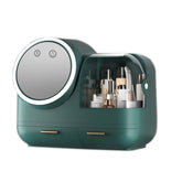 Mirror Desktop Makeup And Dustproof Drawer Storage Box With LED Light