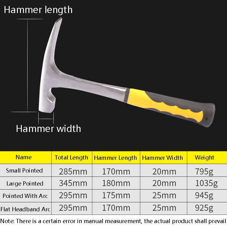 Geological Exploration Tool Multi-Function Hardware Hammer, Style:, Small, Large, Pointed With Arc, Flat Head With Arc Geological Exploration Tool Multi-Function Hardware Hammer, Style:, Small, Large, Pointed With Arc, Flat Head With Arc