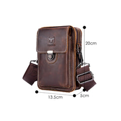 BUFF CAPTAIN 075 Men Belt Mobile Phone Waist Bag First-Layer Cowhide Multi-Function Diagonal Bag