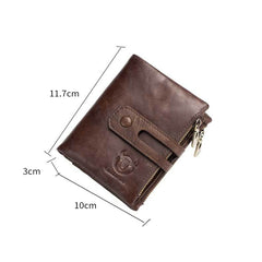 BUFF CAPTAIN 021 Leather Men Vertical Wallet Short Multi-Function Wallet