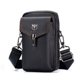 BULL CAPTAIN 076 Retro Leather Mobile Phone Waist Bag Men Leather Messenger Bag