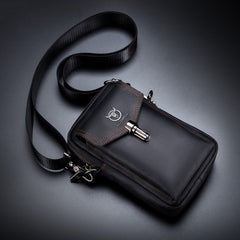BULL CAPTAIN 076 Retro Leather Mobile Phone Waist Bag Men Leather Messenger Bag