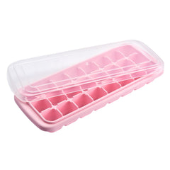 Creative 24 Grid Silicone Ice Tray Home Large Ice Cube Mold Ice Box with Lid, Light Pink, Sky Blue, Mint Green