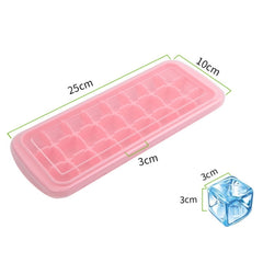 Creative 24 Grid Silicone Ice Tray Home Large Ice Cube Mold Ice Box with Lid, Light Pink, Sky Blue, Mint Green