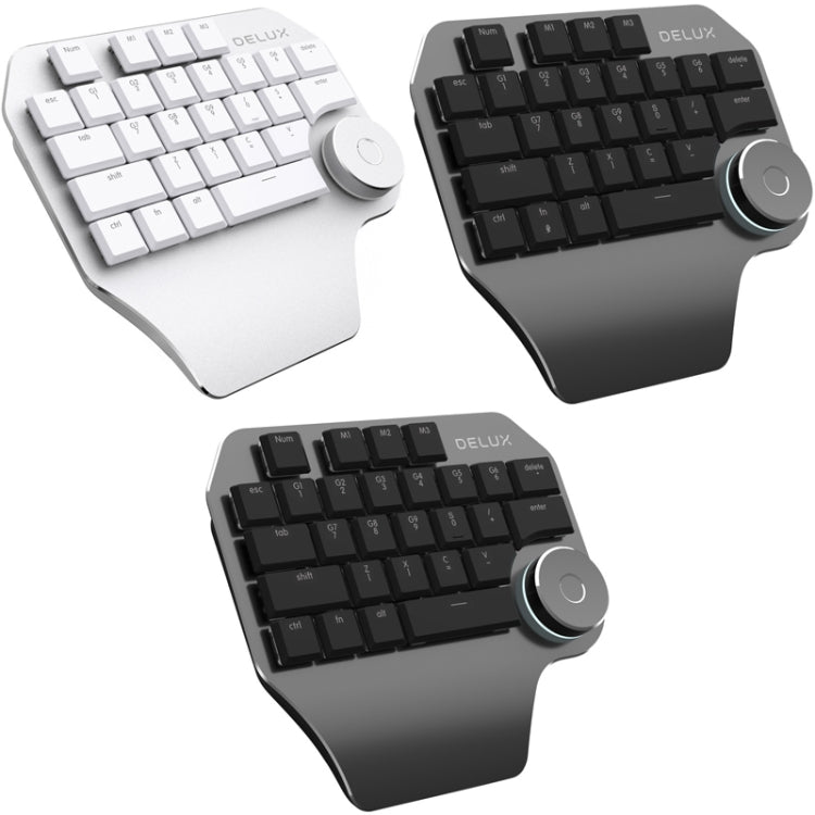 DELUX T11 29 Keys Single-Hand Keyboard Shortcut Key Speech Tool Flat Keyboard, Colour: Silver, Silver, Black DELUX T11 29 Keys Single-Hand Keyboard Shortcut Key Speech Tool Flat Keyboard, Colour: Silver, Silver, Black