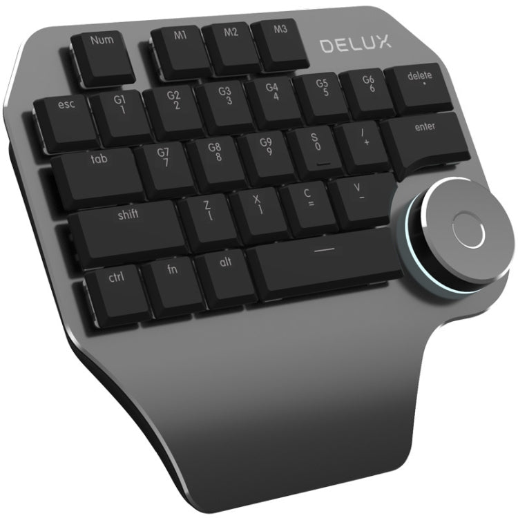 DELUX T11 29 Keys Single-Hand Keyboard Shortcut Key Speech Tool Flat Keyboard, Colour: Silver, Silver, Black DELUX T11 29 Keys Single-Hand Keyboard Shortcut Key Speech Tool Flat Keyboard, Colour: Silver, Silver, Black