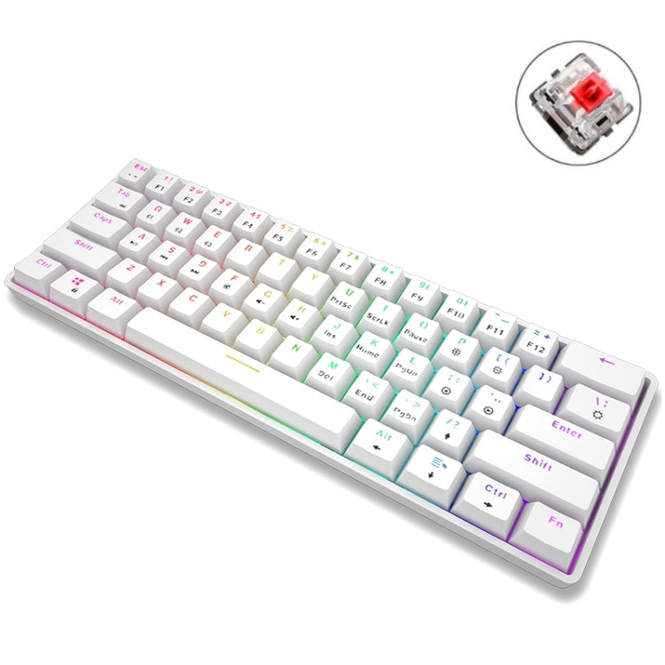 LEAVEN K28 61 Keys Gaming Office Computer RGB Wireless Bluetooth + Wired Dual Mode Mechanical Keyboard, Cabel Length:1.5m LEAVEN K28 61 Keys Gaming Office Computer RGB Wireless Bluetooth + Wired Dual Mode Mechanical Keyboard, Cabel Length:1.5m