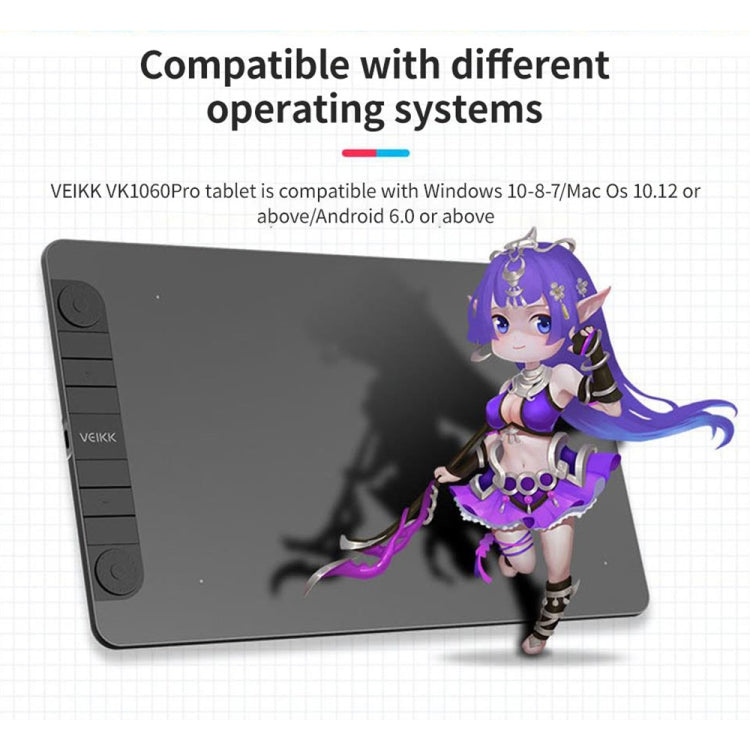 Tableta digital VEIKK VK1060PRO Tablero de dibujo electrónico pintado a mano que se puede conectar al teléfono móvil, VK1060PRO Tableta digital VEIKK VK1060PRO Tablero de dibujo electrónico pintado a mano que se puede conectar al teléfono móvil, VK1060PRO