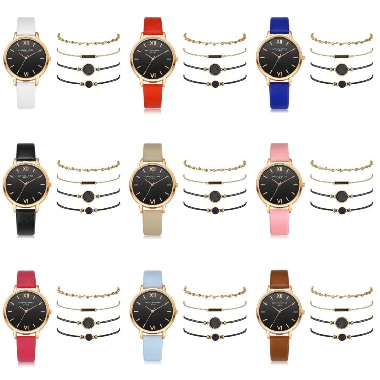 LVPAI XR3795 Ladies PU Strap Alloy Quartz Watch + Bracelet Set, White, Red, Blue, Black, Beige, Pink, Rose Red, Sky Blue, Brown LVPAI XR3795 Ladies PU Strap Alloy Quartz Watch + Bracelet Set, White, Red, Blue, Black, Beige, Pink, Rose Red, Sky Blue, Brown