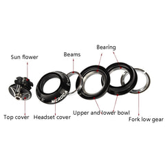 MEROCA Bearing Bowl Mountain Tower 44mm Built-In Straight Tube Bowl, Black, Red, Blue, Green, Purple, Gold