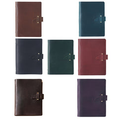 A5 Cowhide Retro Loose-Leaf Notebook Diary Office Business Simple Notepad Crazy Horse Leather Handbook