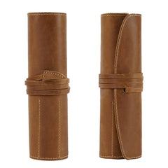 Retro First Layer Cowhide Pen Curtain Simple Literary Pencil Case Multifunctional Volume Pencil Case