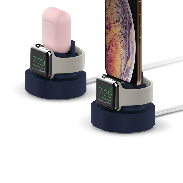 2 In 1 Smart Watch Charging Bracket Desktop Silicone Watch Charging Stand For Apple Watch, Black, White, Pink, Deep Blue, Grey 2 In 1 Smart Watch Charging Bracket Desktop Silicone Watch Charging Stand For Apple Watch, Black, White, Pink, Deep Blue, Grey